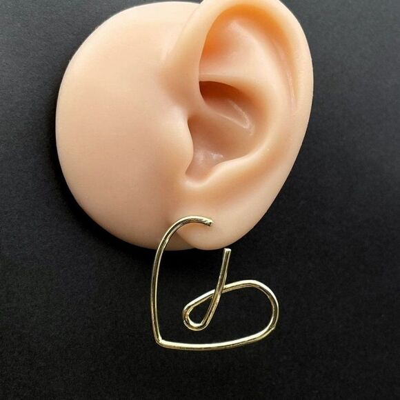 Yellow Gold and White Diamond Crystal Mismatched Heart Post Back Drop Earrings - Picture 8 of 10